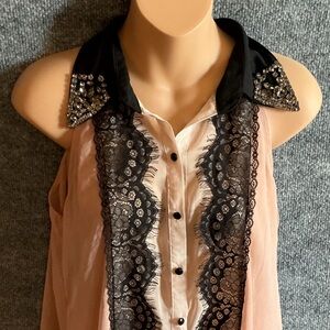 BKE Light Pink with Black Lace and Silver Embellishments **some loose